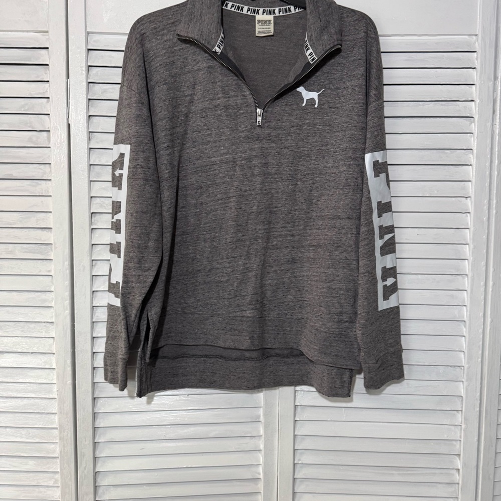 Gray Quarter-Zip Pullover with White Logo